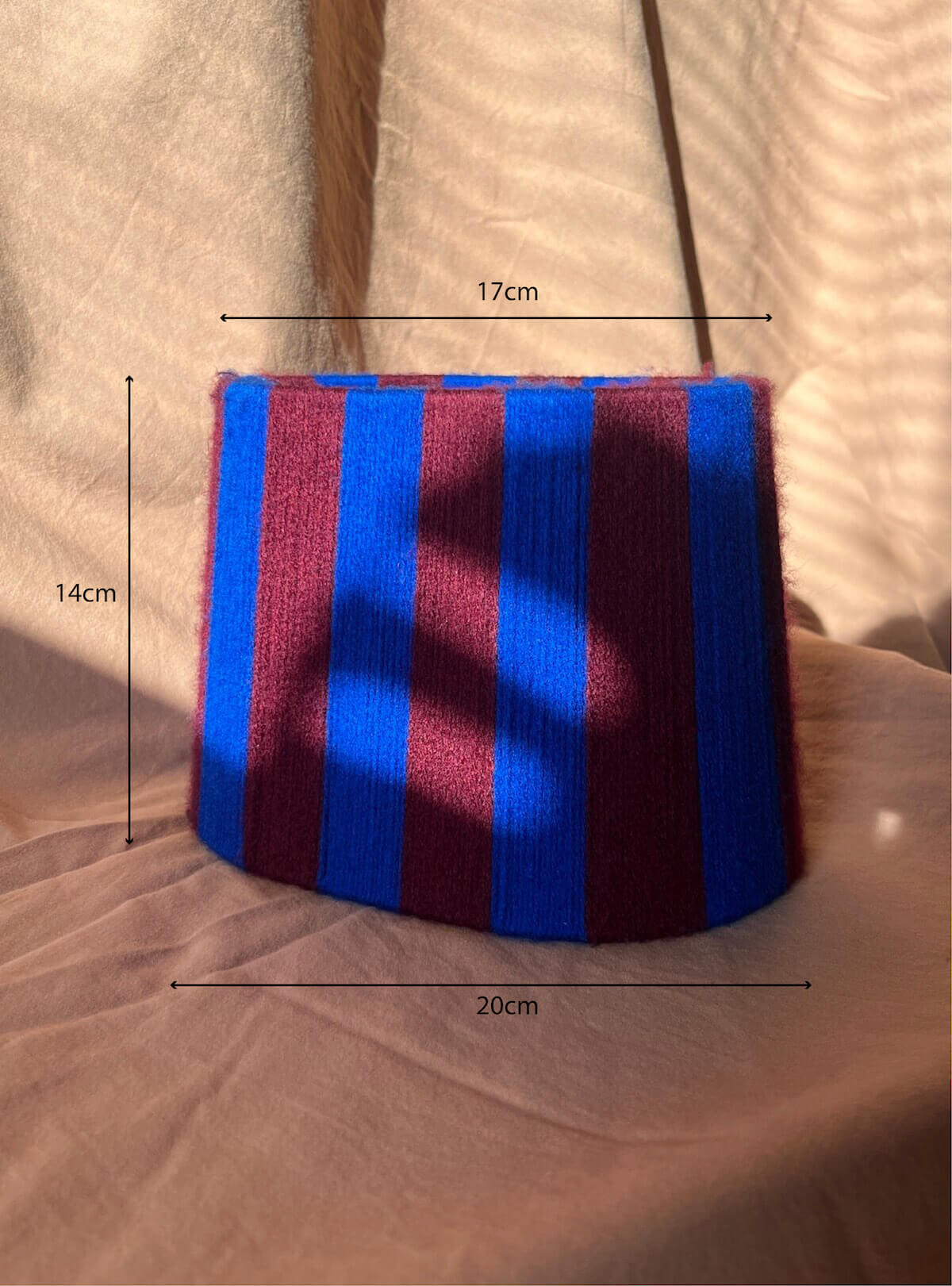 Cobalt & Mulberry Mini Oval Striped Yarn Lampshade