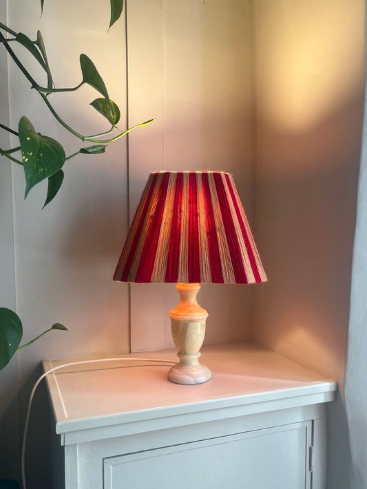 Ruby & Apricot Striped Handwoven Yarn Lampshade